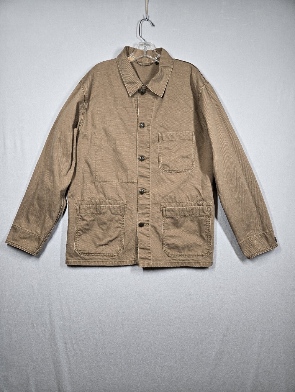 Uniqlo Utility Chore Jacket Men's Large Cotton Twill Tan Buttons